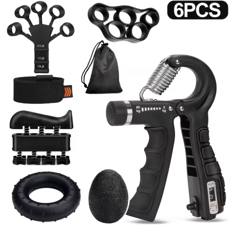 6-Piece Adjustable Hand Grip Strength Trainer Set